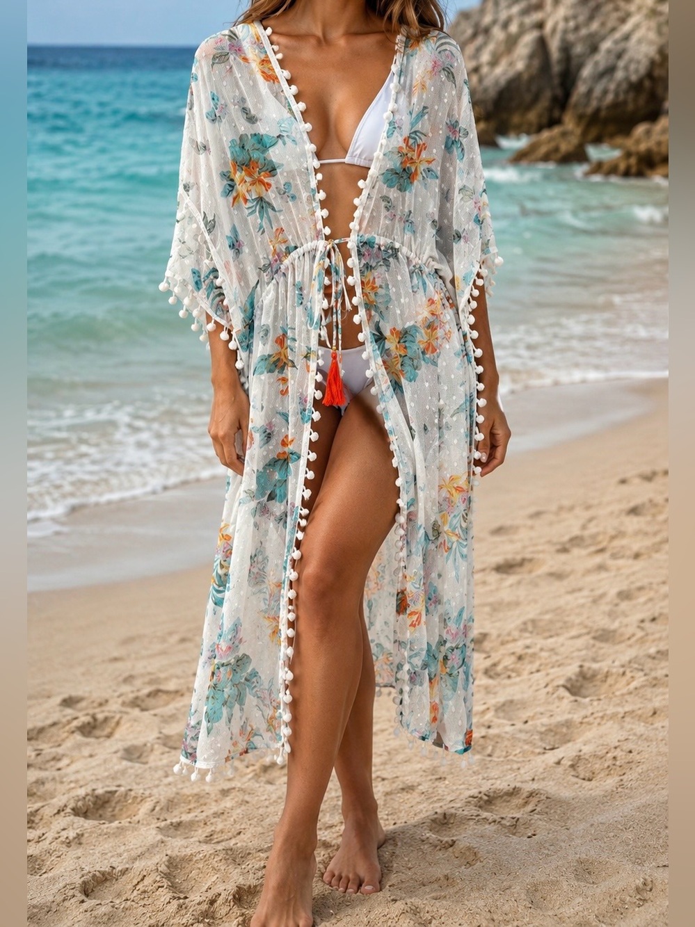 Club Z Collection Kimono-style cover up. Size Small - Picture 3 of 7